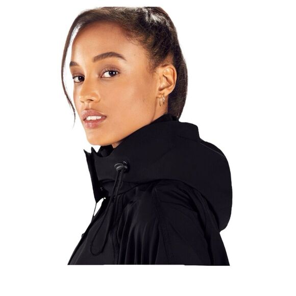 Fabletics Giana Ruched Sleeve Lightweight Jacket RainCoat Black Size Large - Picture 3 of 11